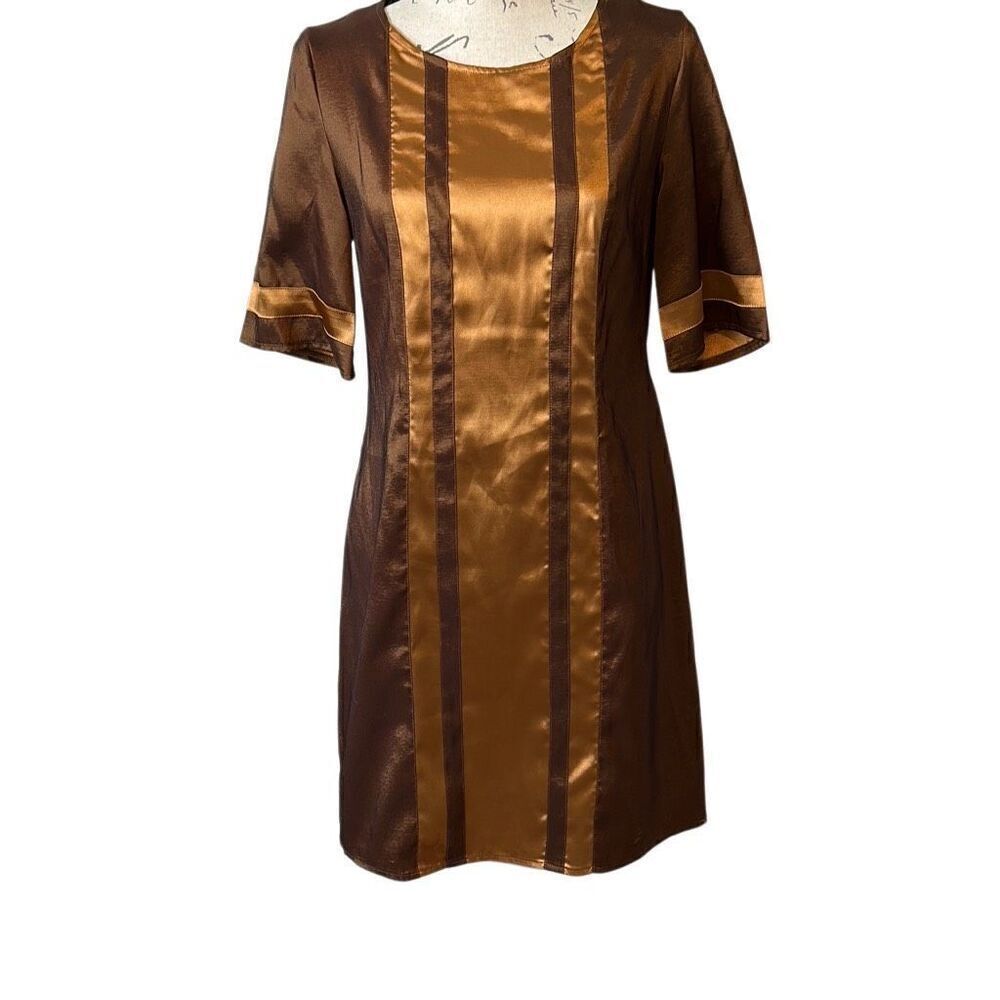 Anthropologie Vertigo Paris Brown Sheath MIDI Boho Dress M
